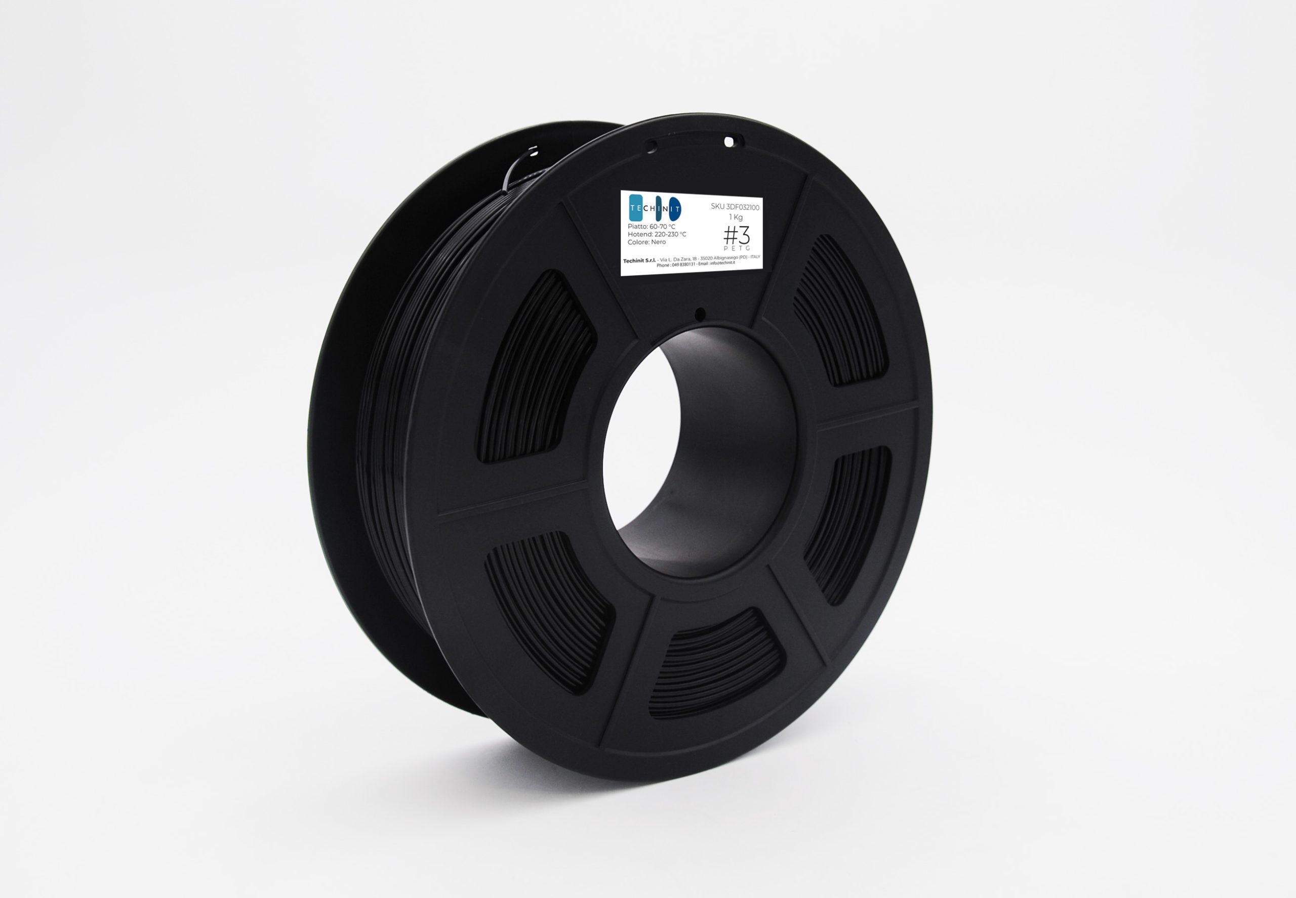 Techinit #3 - Filamento in PETG per stampante 3D - Ø 1.75 mm - Colore nero  - Bobina da 1 kg