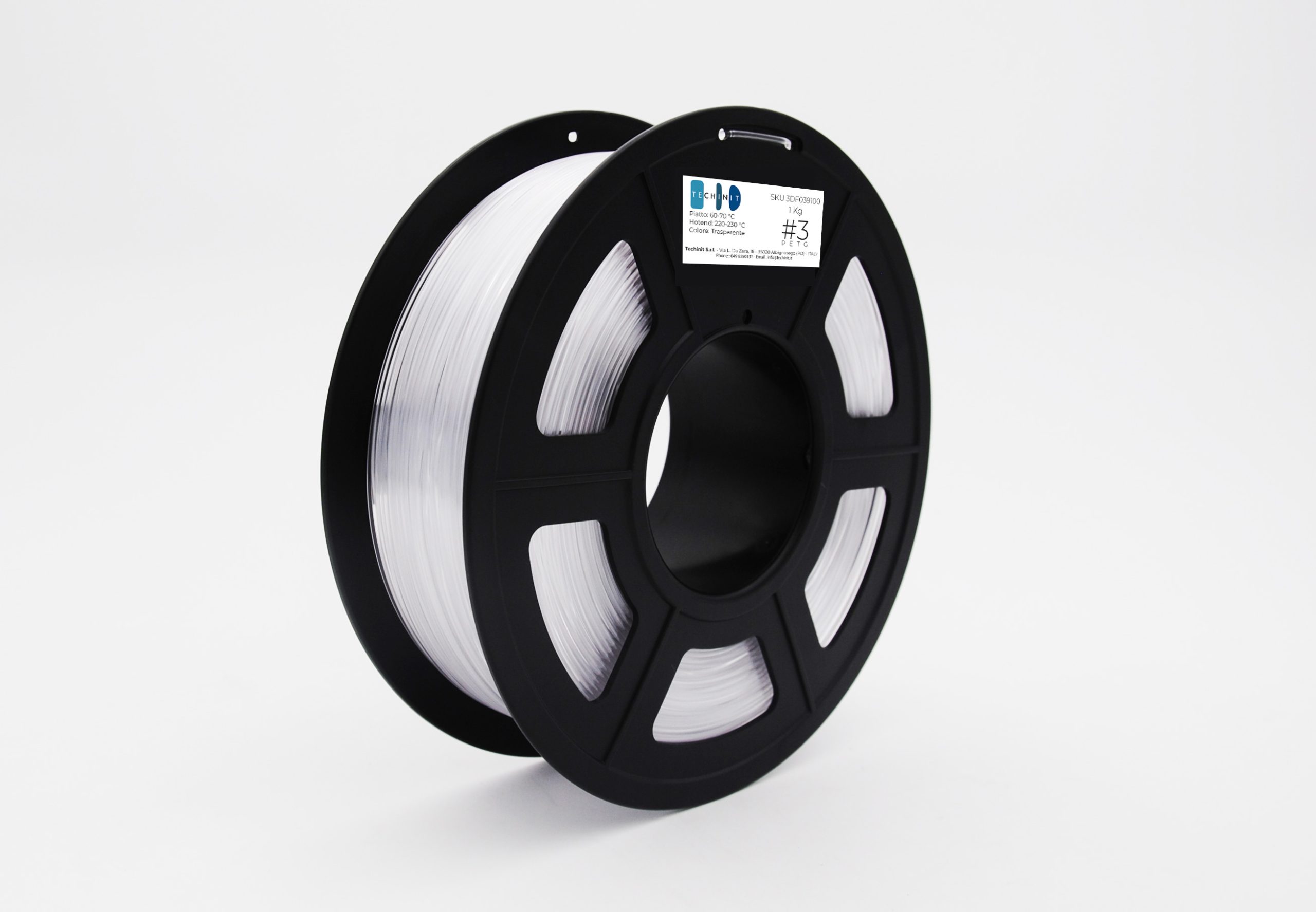 Techinit #3 - Filamento in PETG per stampante 3D - Ø 1.75 mm - Trasparente  - Bobina da 1 kg - Techinit